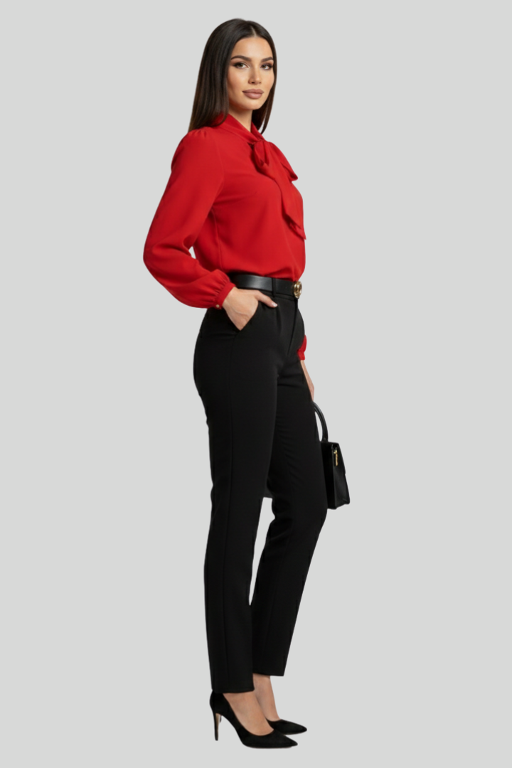 Women’s High Neck Bow Blouse