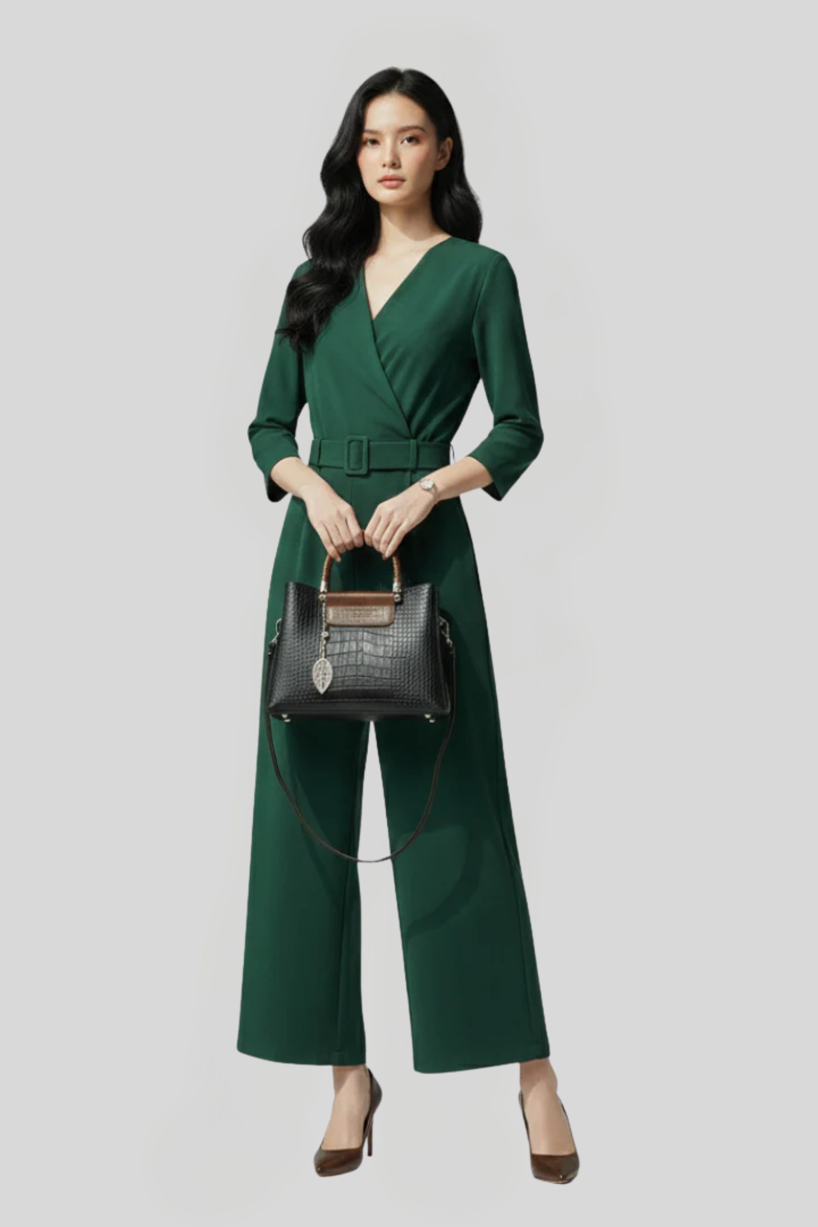 Women’s Crocodile-Embossed Satchel Handbag