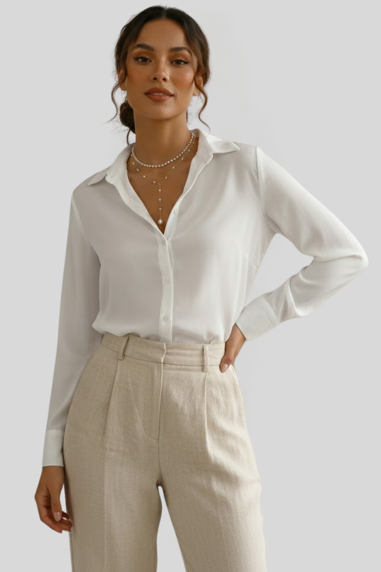 Women's Gold Layered Pearls Necklace