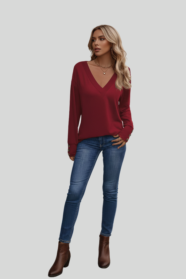 Stylish V-Neck Blouse Women Natalie