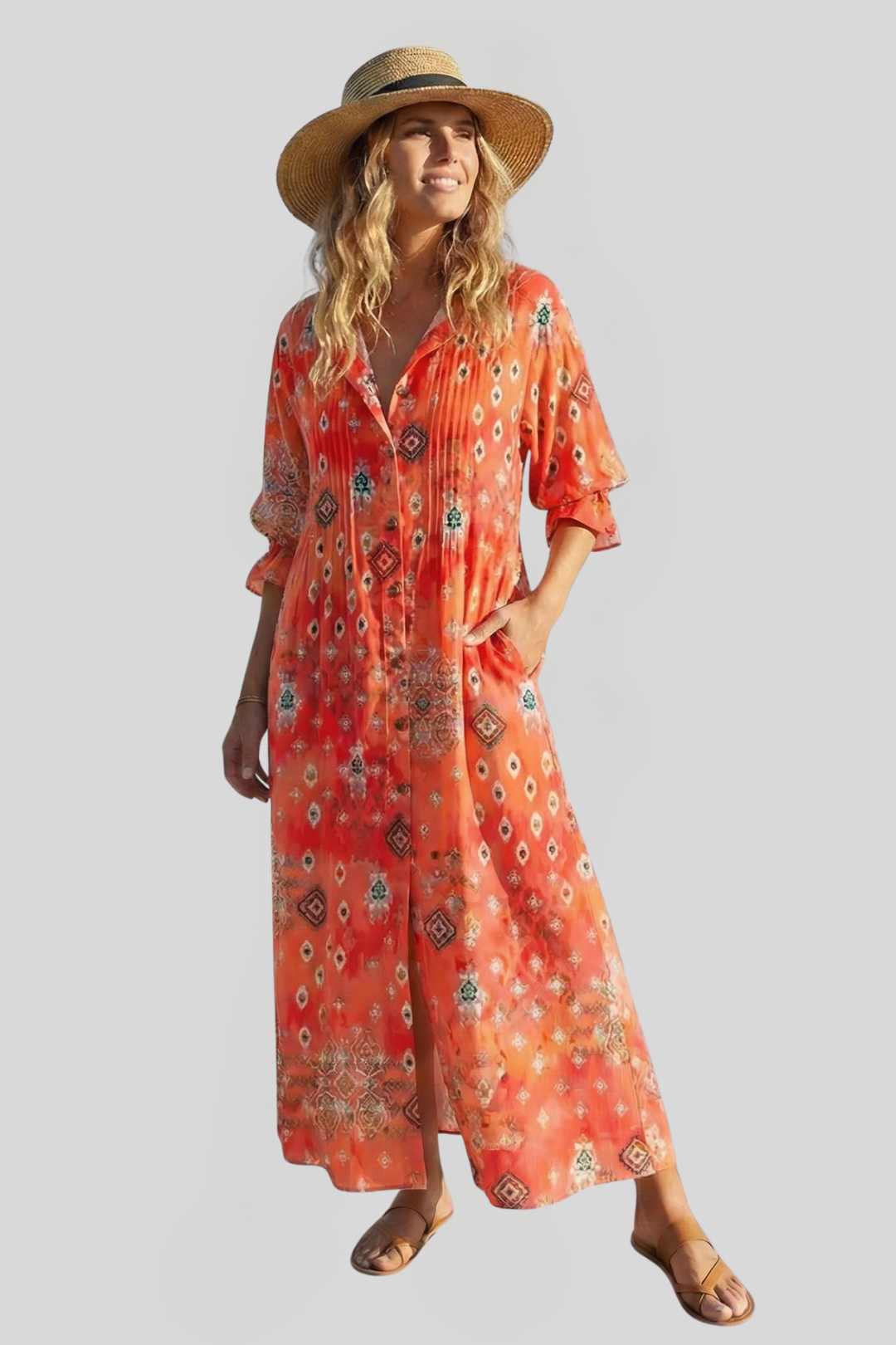 Women's Boho V-Neck Maxi Dress