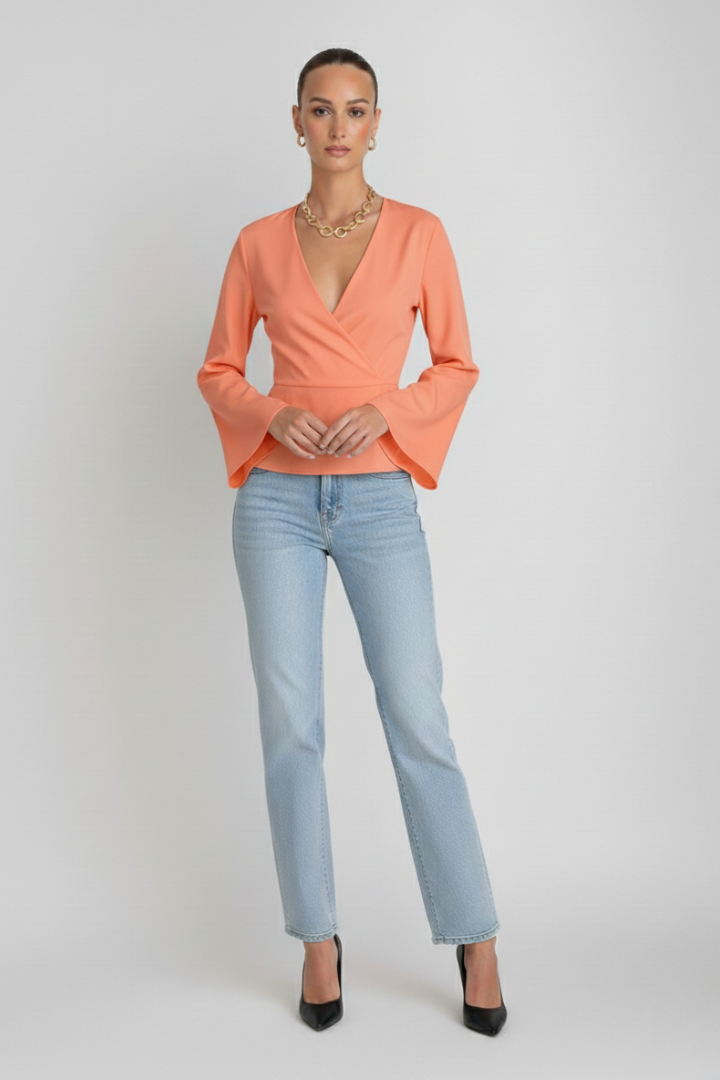 Striped V-Neck Peplum Top