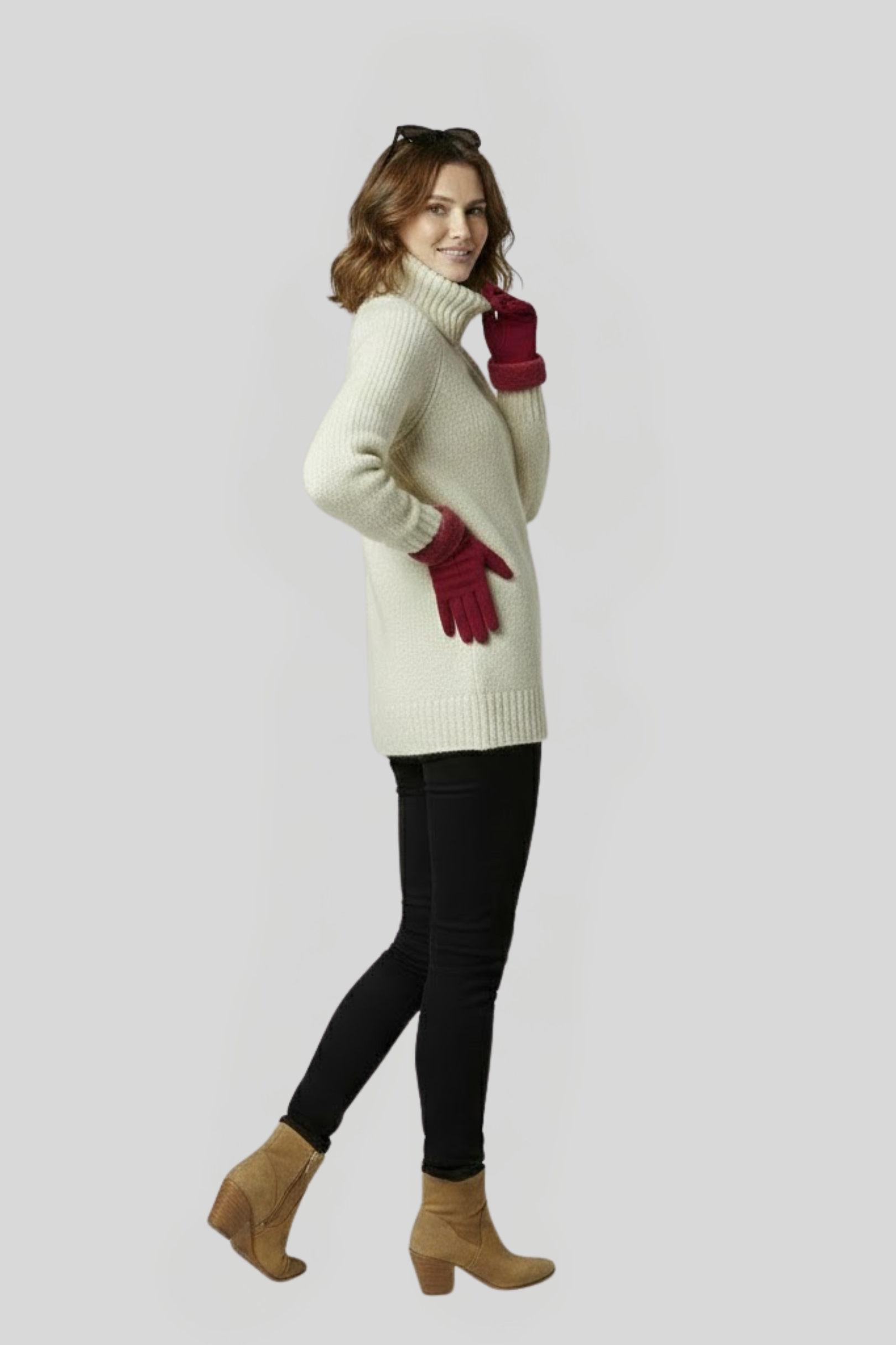 Women's Contrast-Lined Velvet Gloves