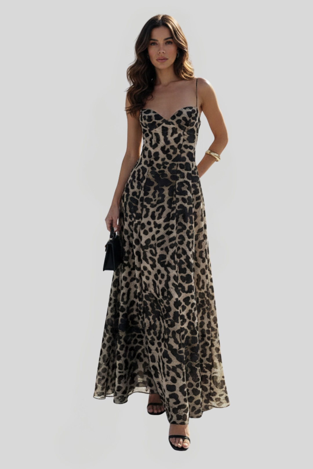 Women's Leopard Print Heart Maxi Dress