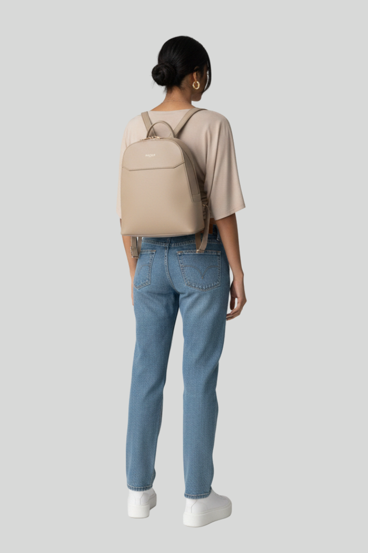 Women's Leather Full Zip Closure Backpack