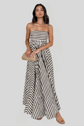 Women's Striped Pleated Maxi Sundress