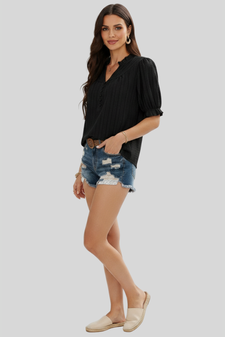 Relaxed Puff Sleeve Women Blouse