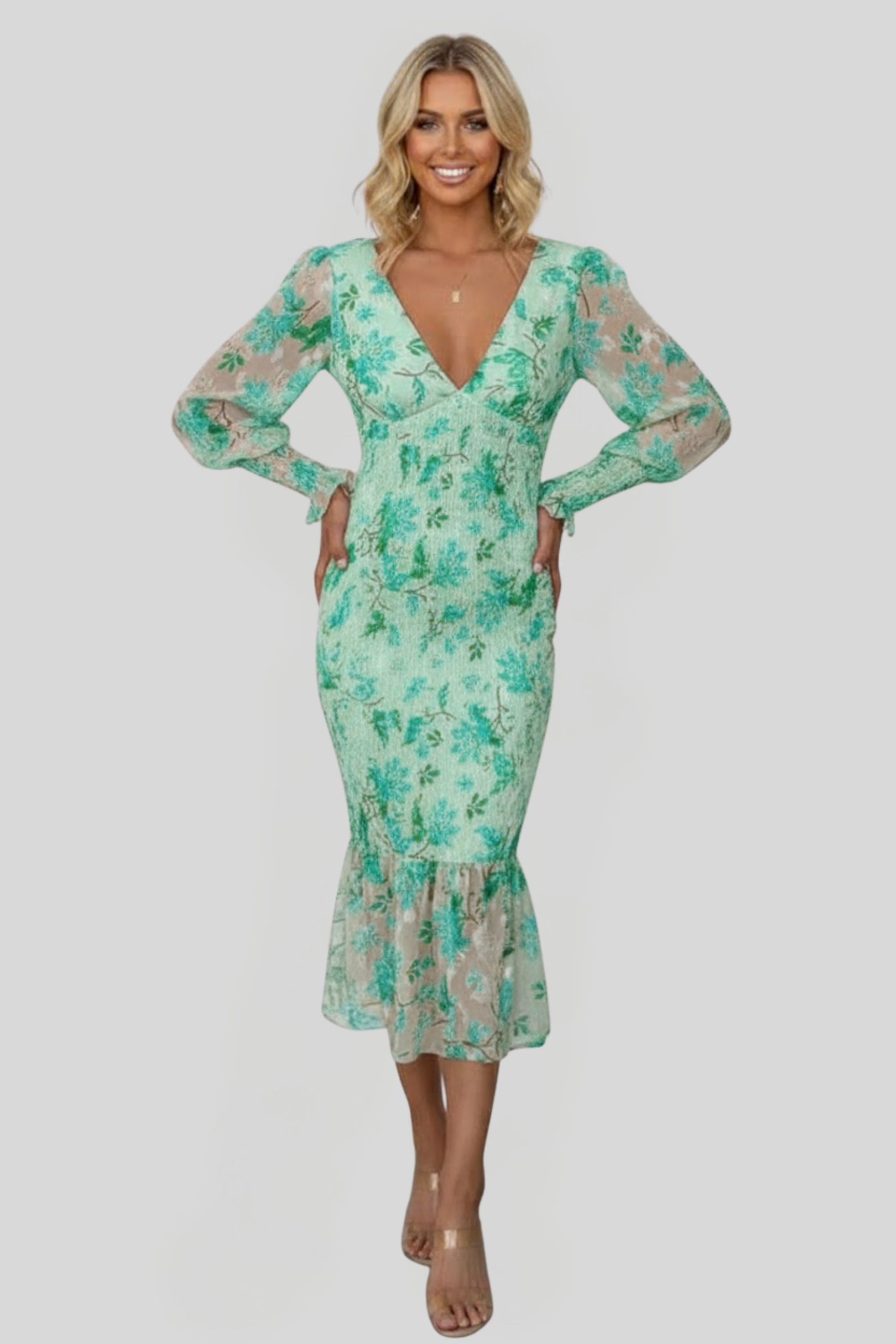 Women's Floral Bodycon Midi Dress