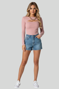 Women's Ribbed Slim Fit Cutout Top