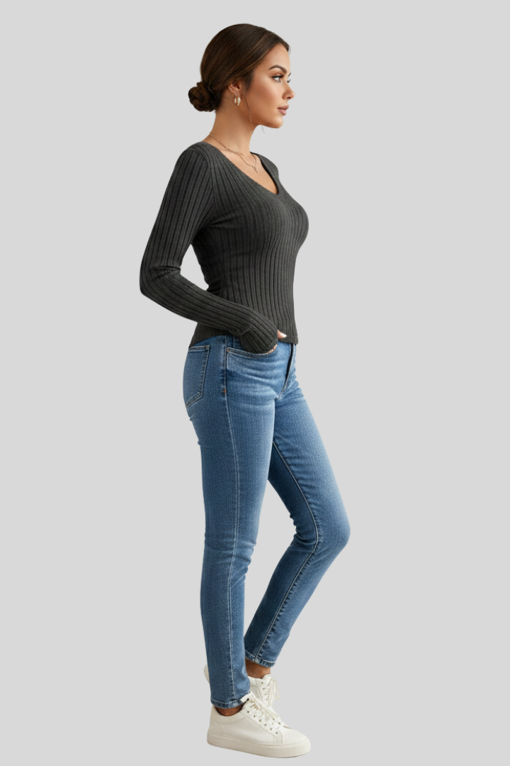 Women’s Ribbed Slim Fit Long Sleeve Top