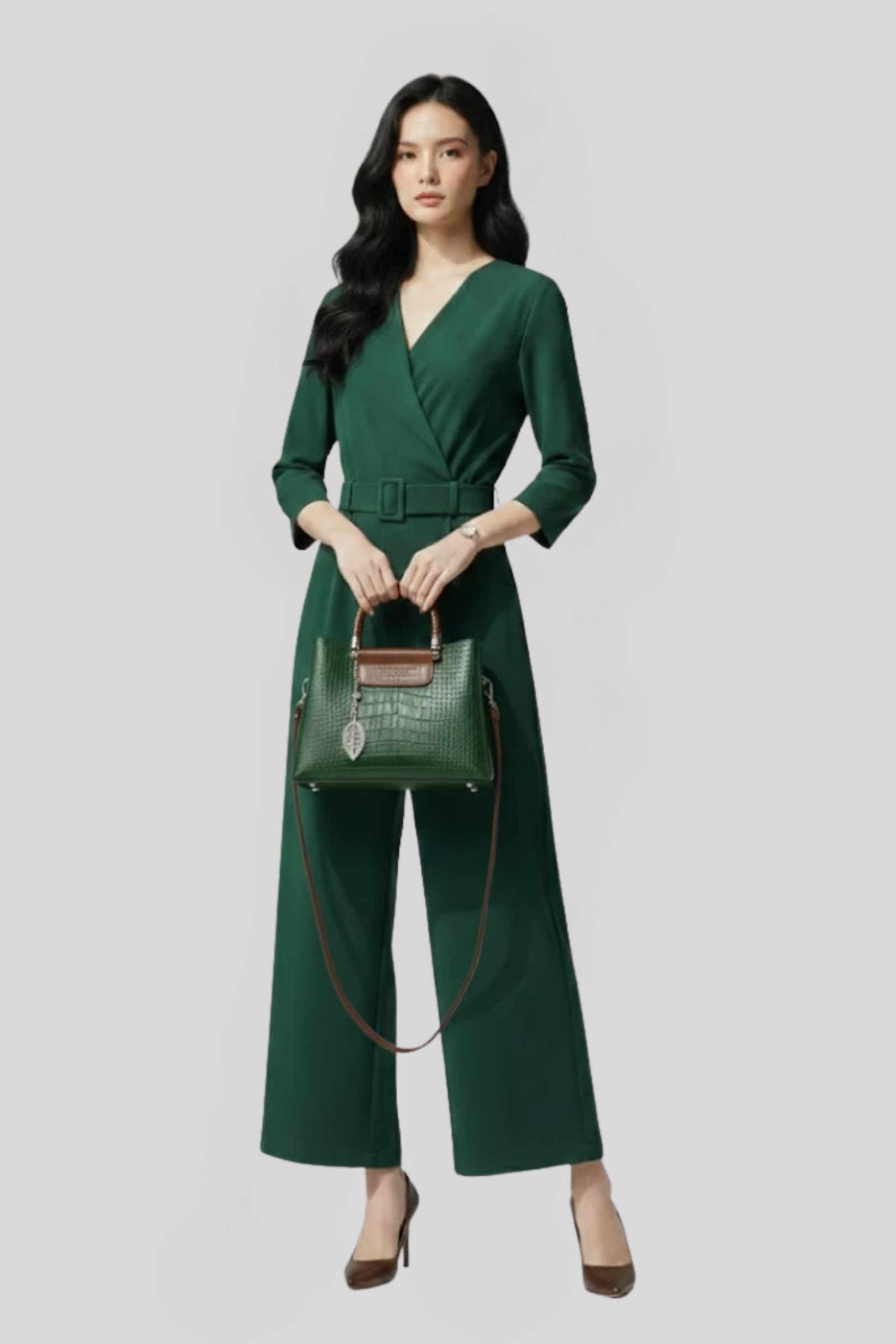 Women’s Crocodile-Embossed Satchel Handbag