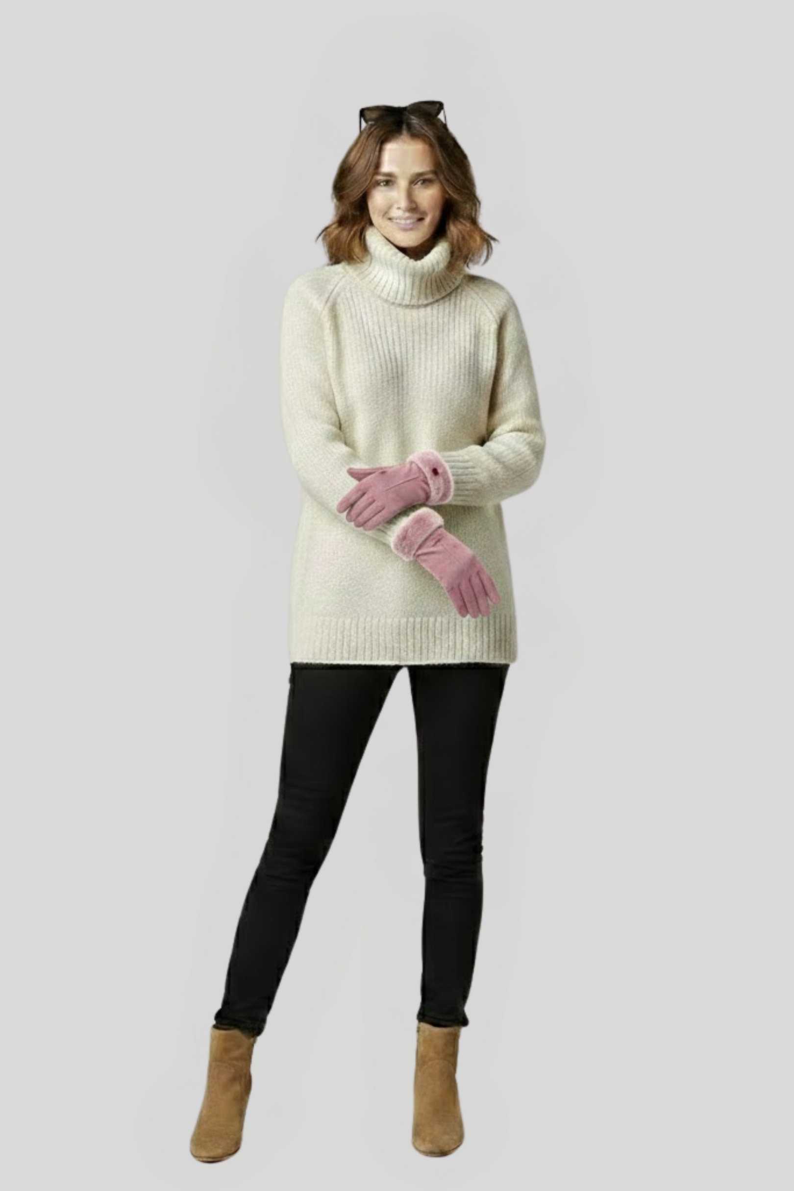 Women's Contrast-Lined Velvet Gloves