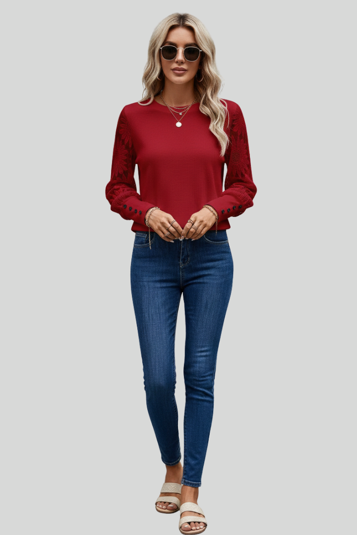 Floral Sleeve Elegant Women Blouse