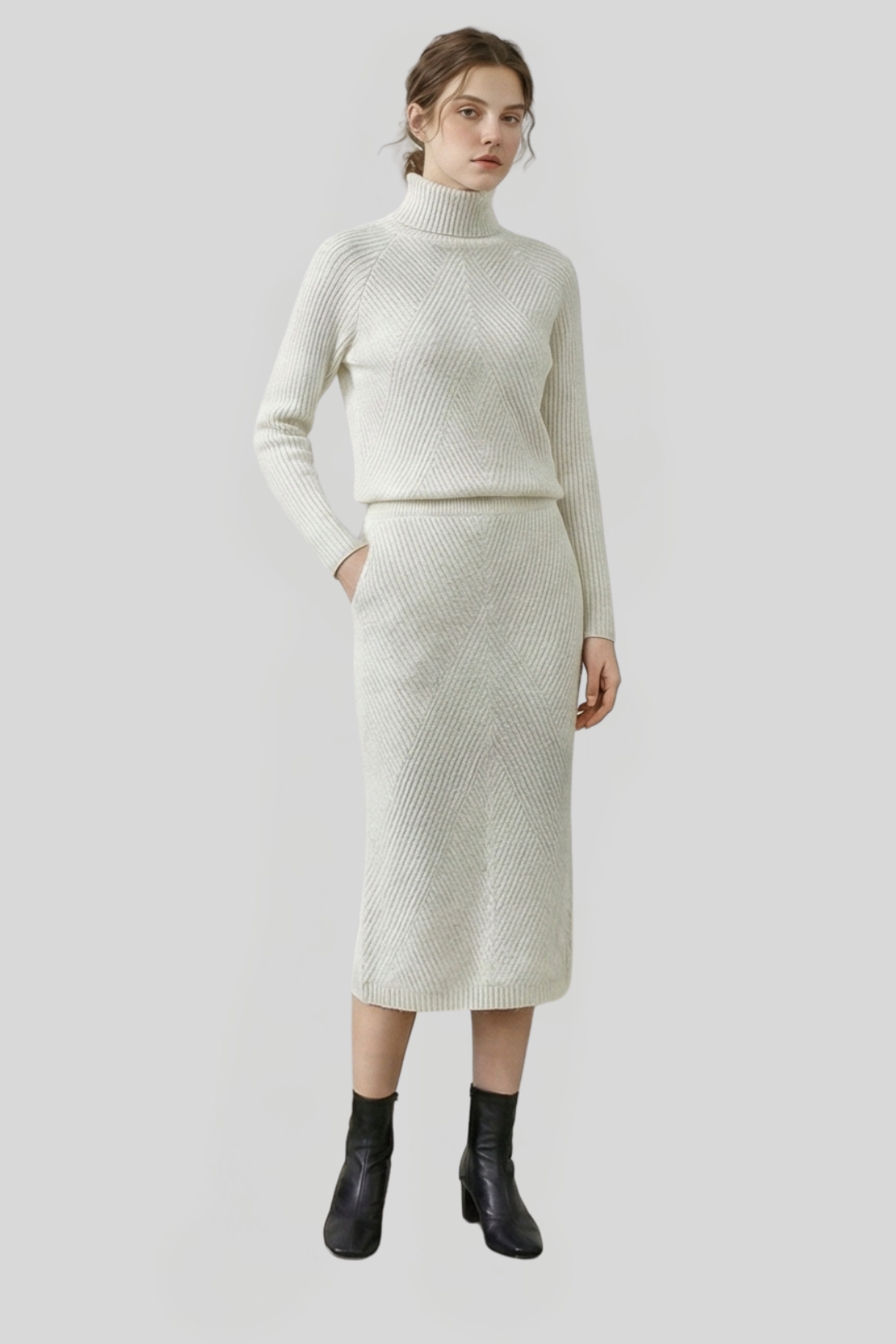 Women's Knitted Roll-Neck Jumper Dress