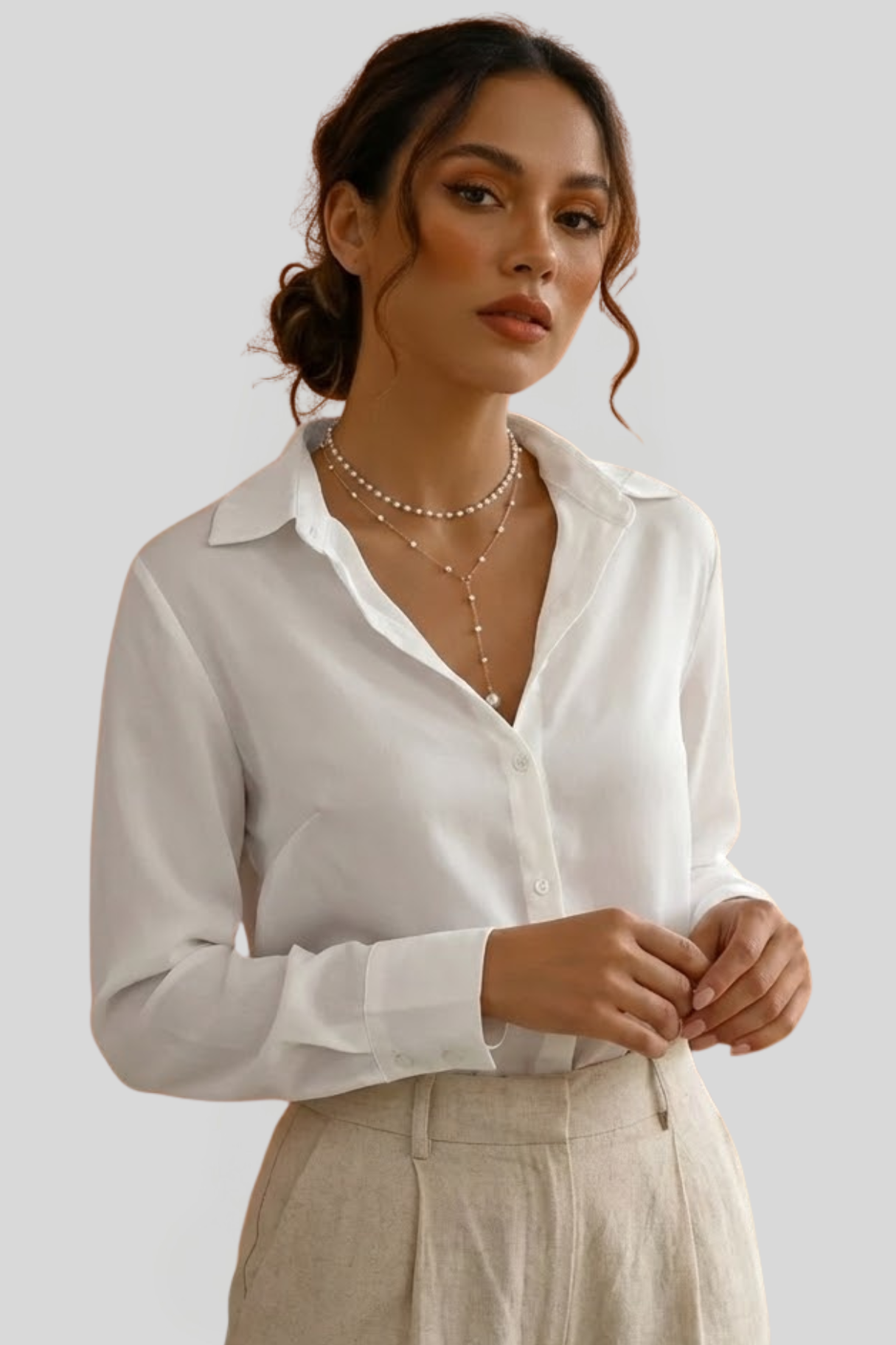 Women's Gold Layered Pearls Necklace