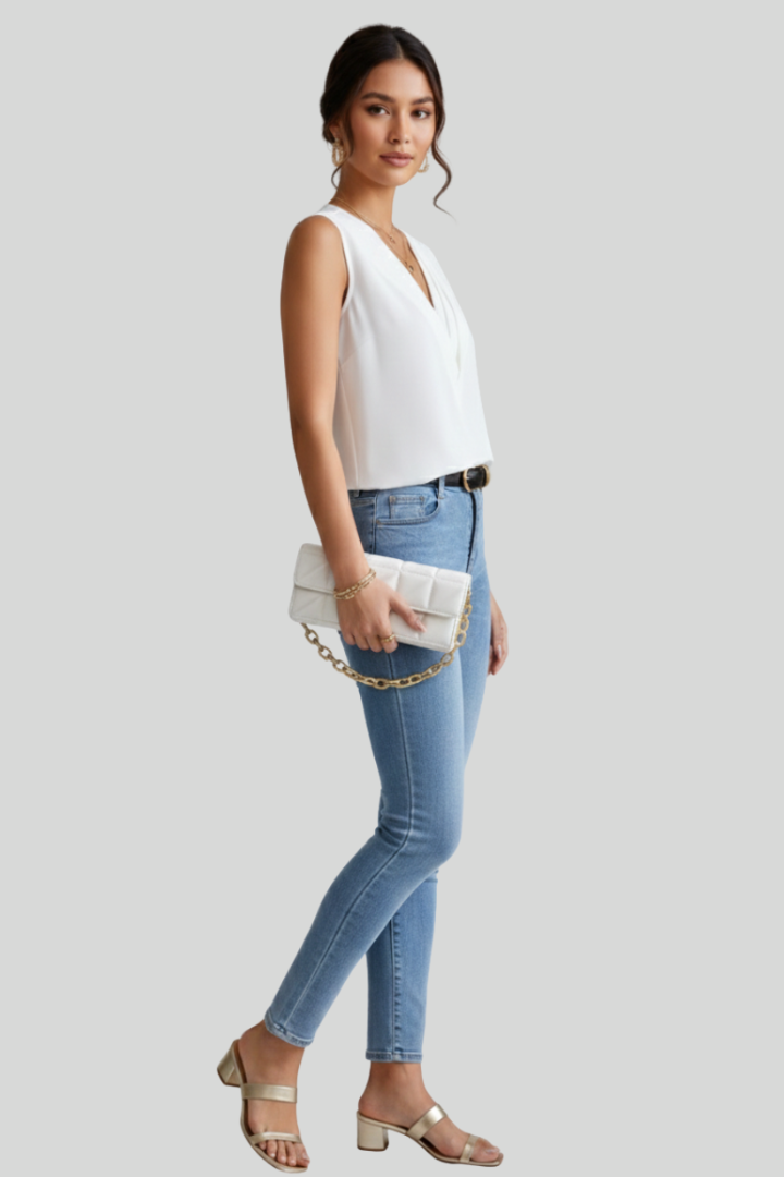 Elegant Women Sleeveless Pleated Top