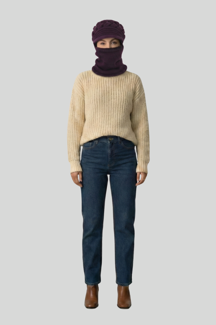 Women's Knit Visor Balaclava Beanie