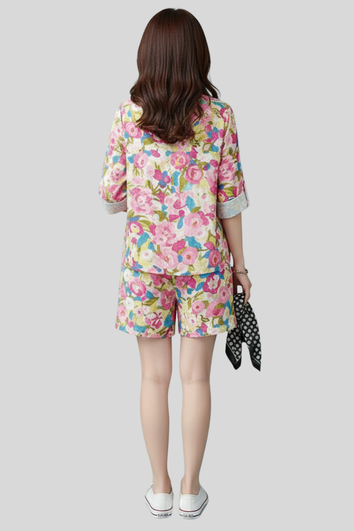 Floral Button-Up Long Sleeve Blouse