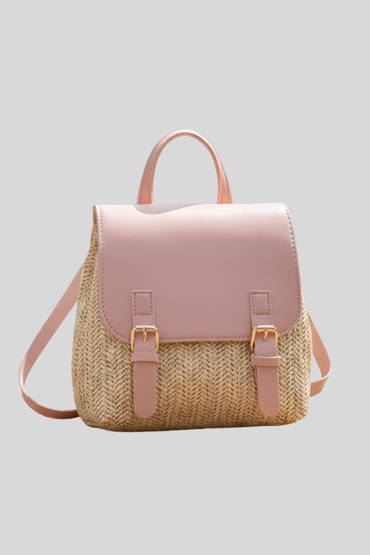 Women's Vintage Boho Straw Backpack