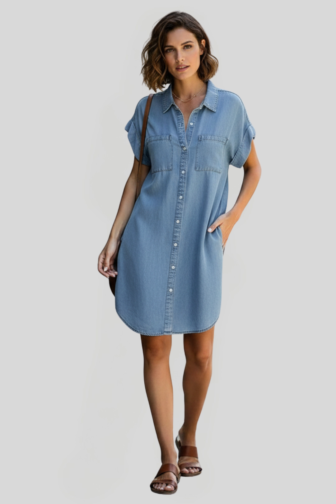Women's Mini Button-Down Shirt Dress