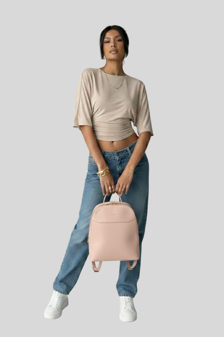 Women's Leather Full Zip Closure Backpack