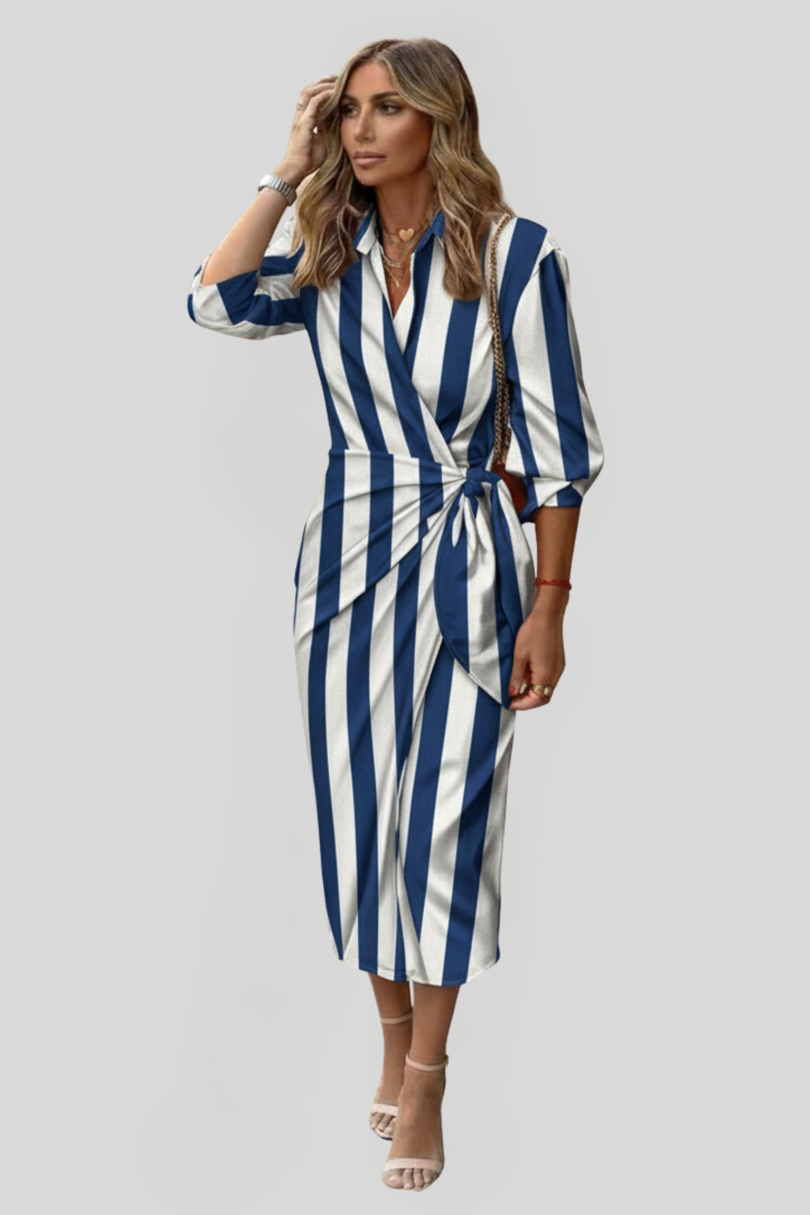 Women's Elegant Wrap Shirt Dress