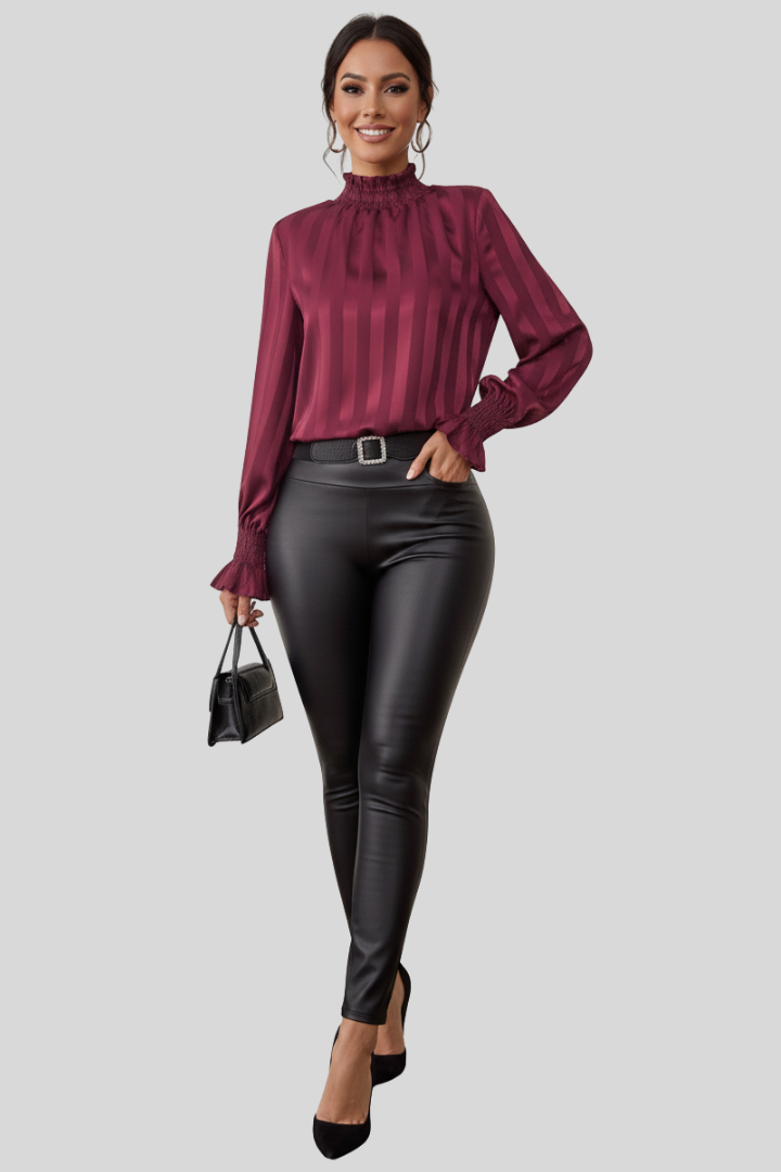 Women’s Elegant Gathered Round Neck Blouse