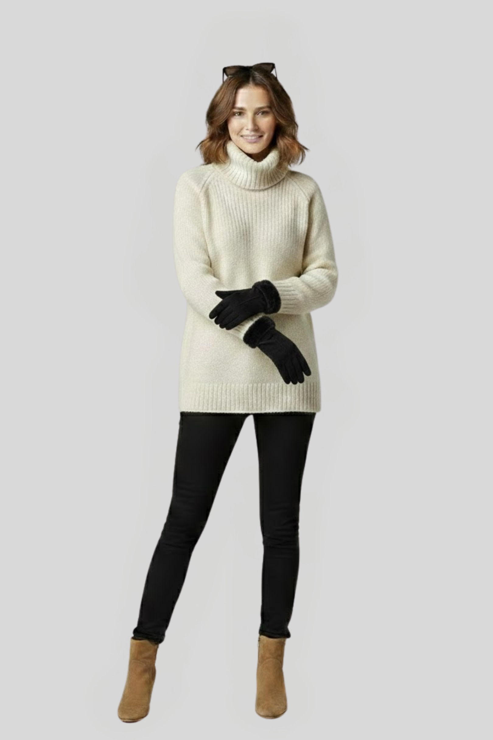 Women's Contrast-Lined Velvet Gloves