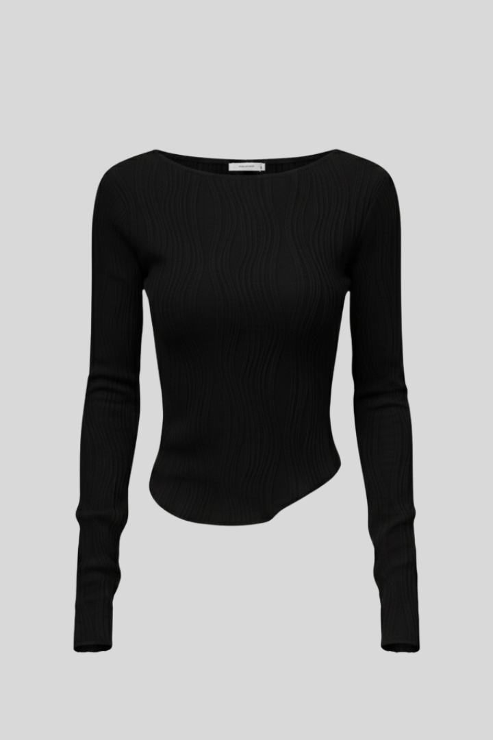 Women's Fitted Long Sleeve Textured Top