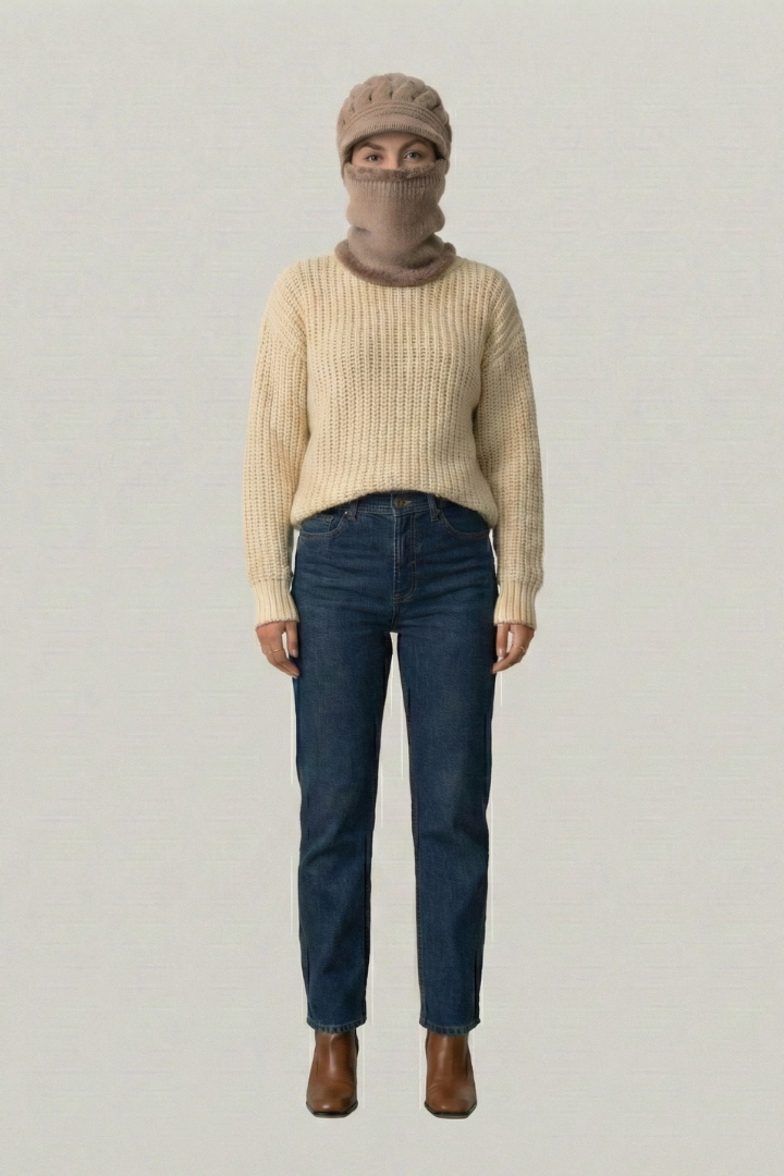 Women's Knit Visor Balaclava Beanie