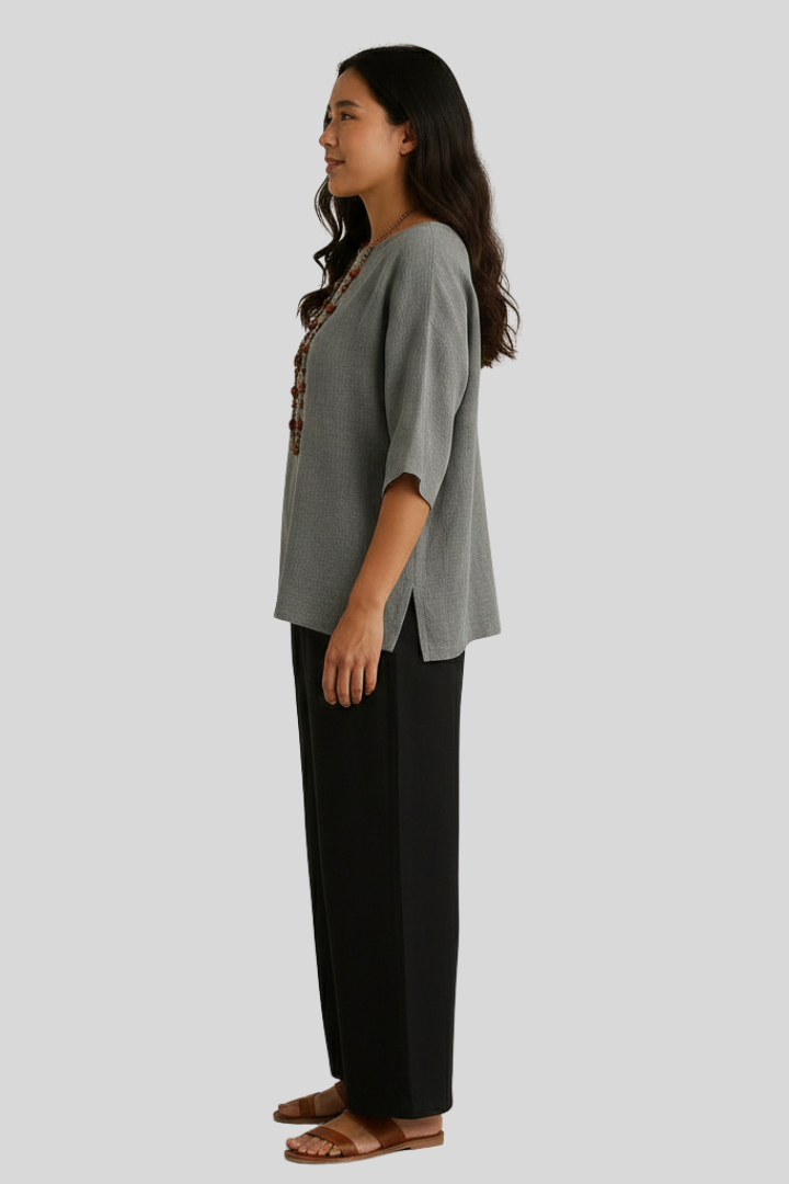 Women Loose 3/4 Sleeve Blouse