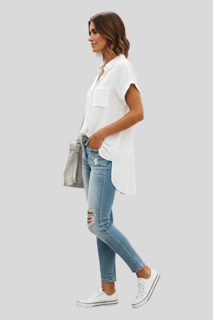 Women's Breathable Relaxed Button-Down Shirt