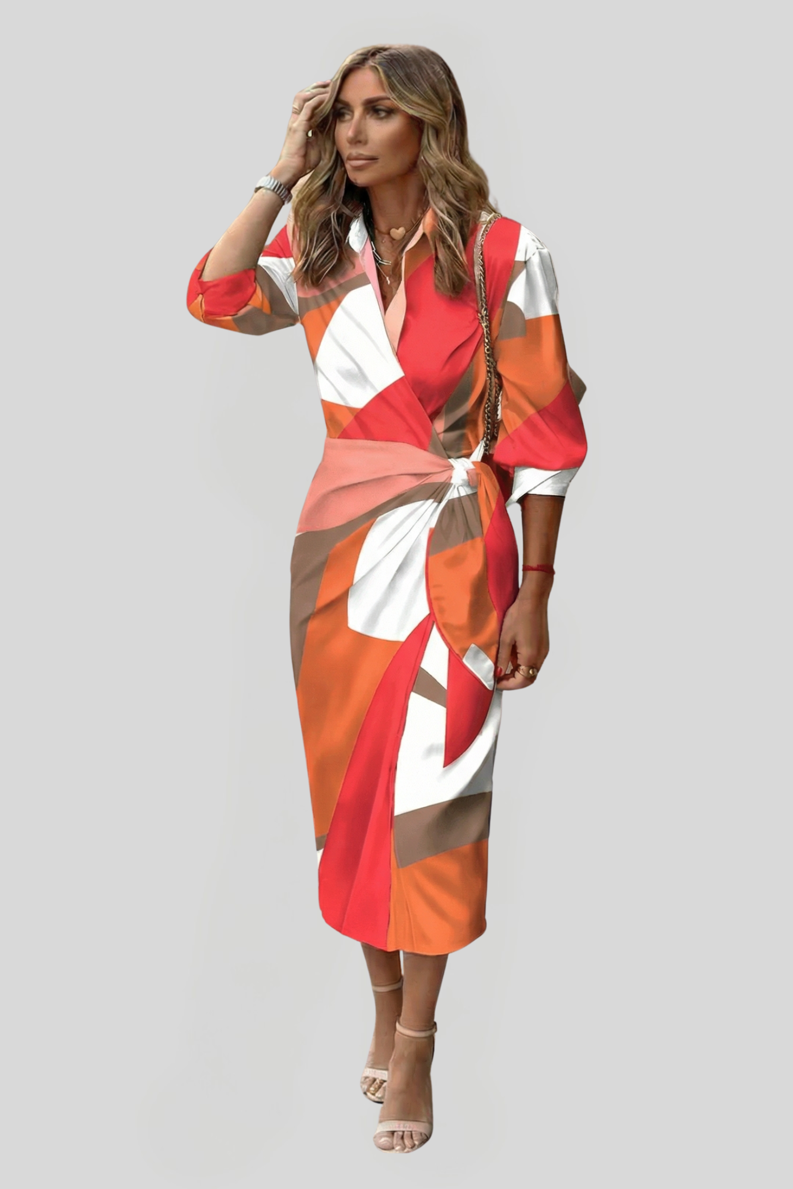 Women's Elegant Wrap Shirt Dress