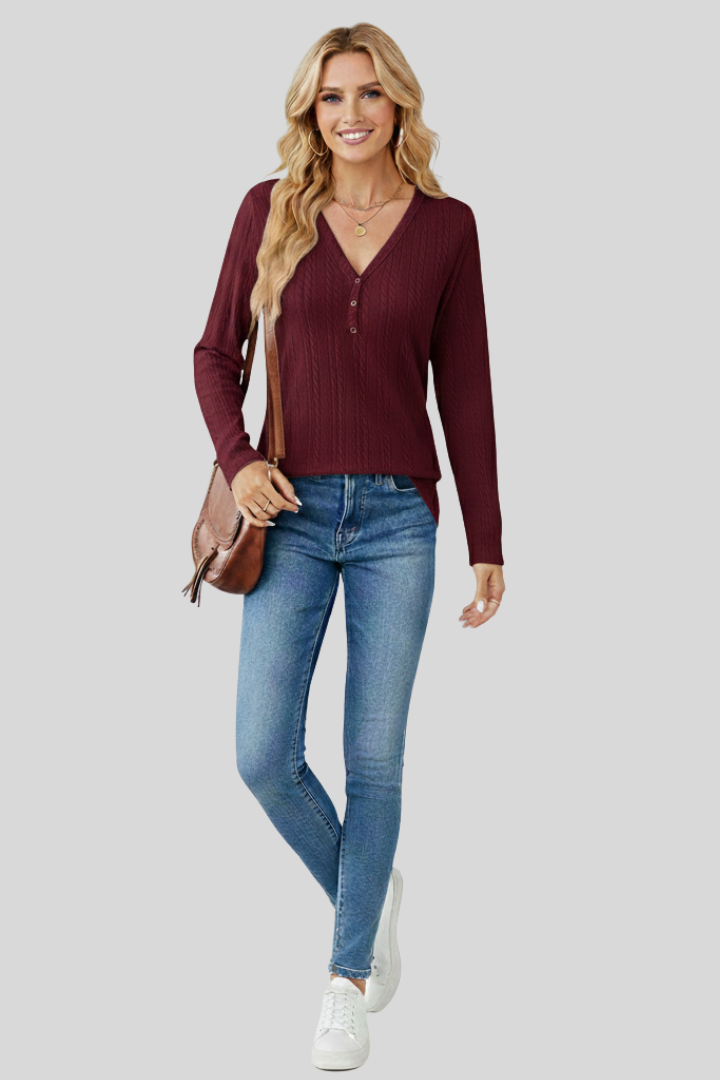 Women’s Cable Knit V-Neck Sweater