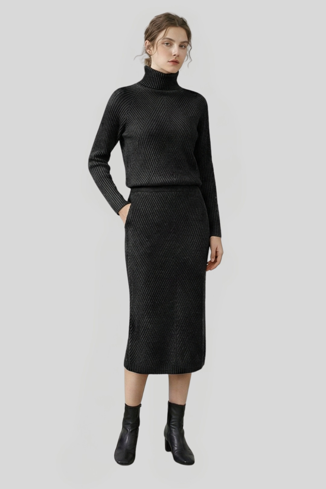 Women's Knitted Roll-Neck Jumper Dress