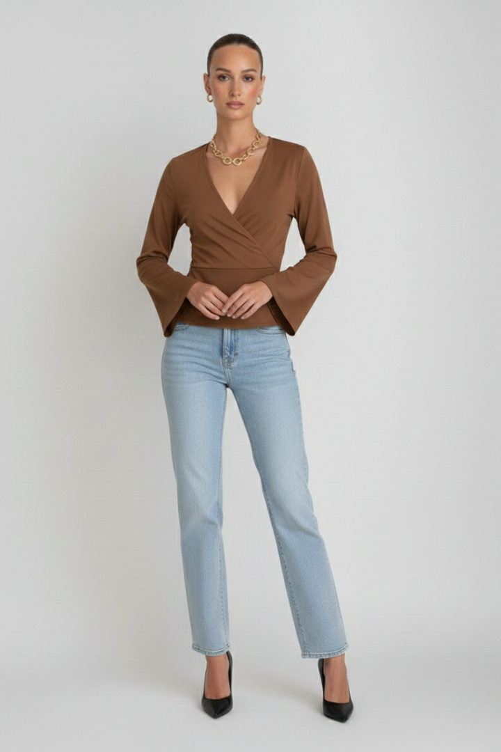 Striped V-Neck Peplum Top