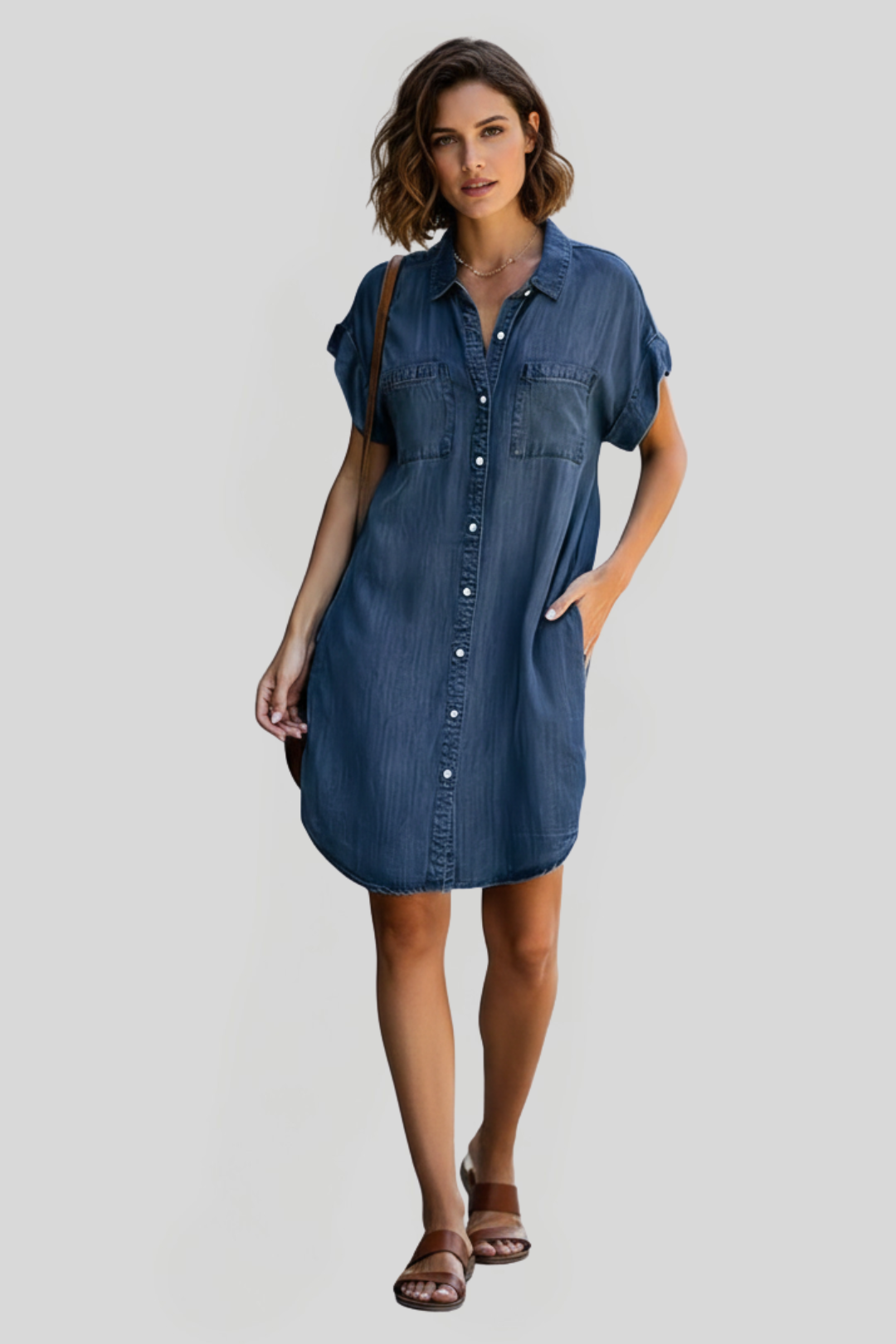 Women's Mini Button-Down Shirt Dress