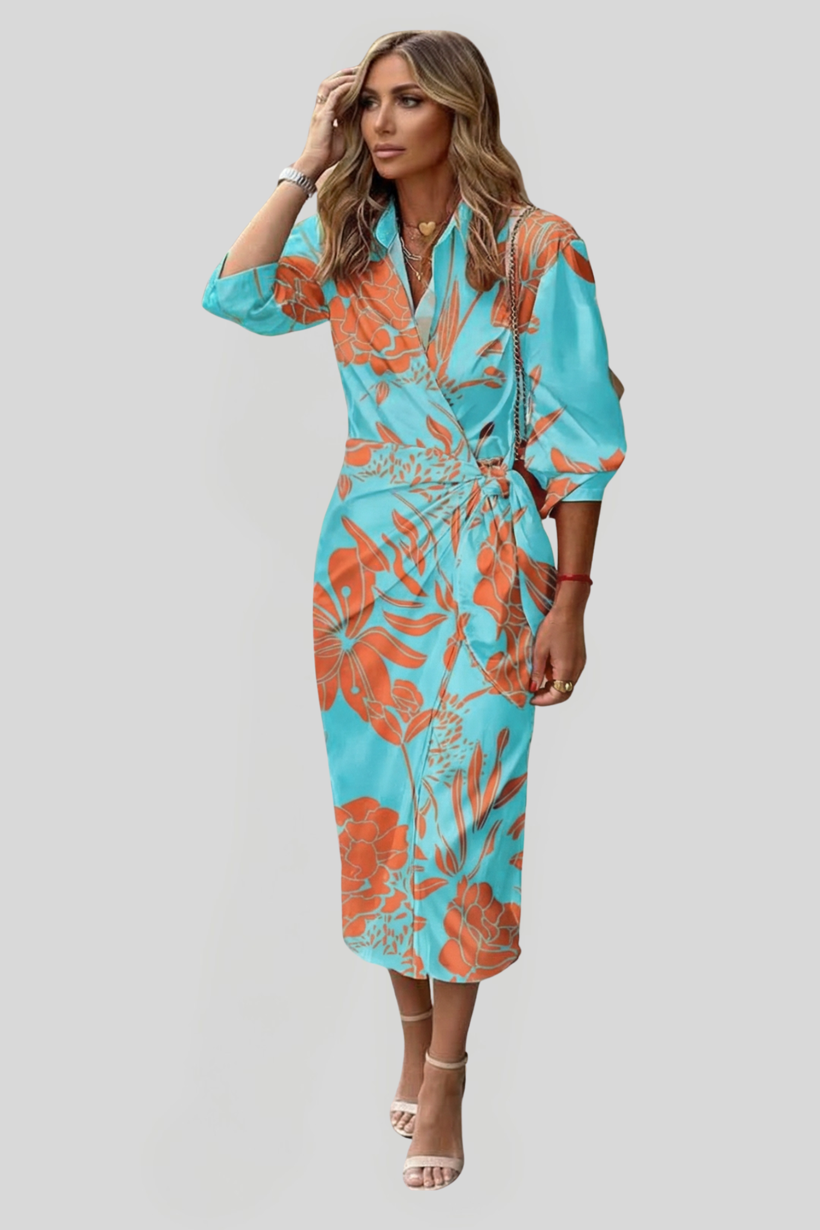 Women's Elegant Wrap Shirt Dress