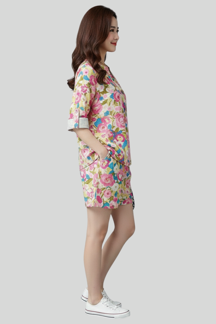 Floral Button-Up Long Sleeve Blouse