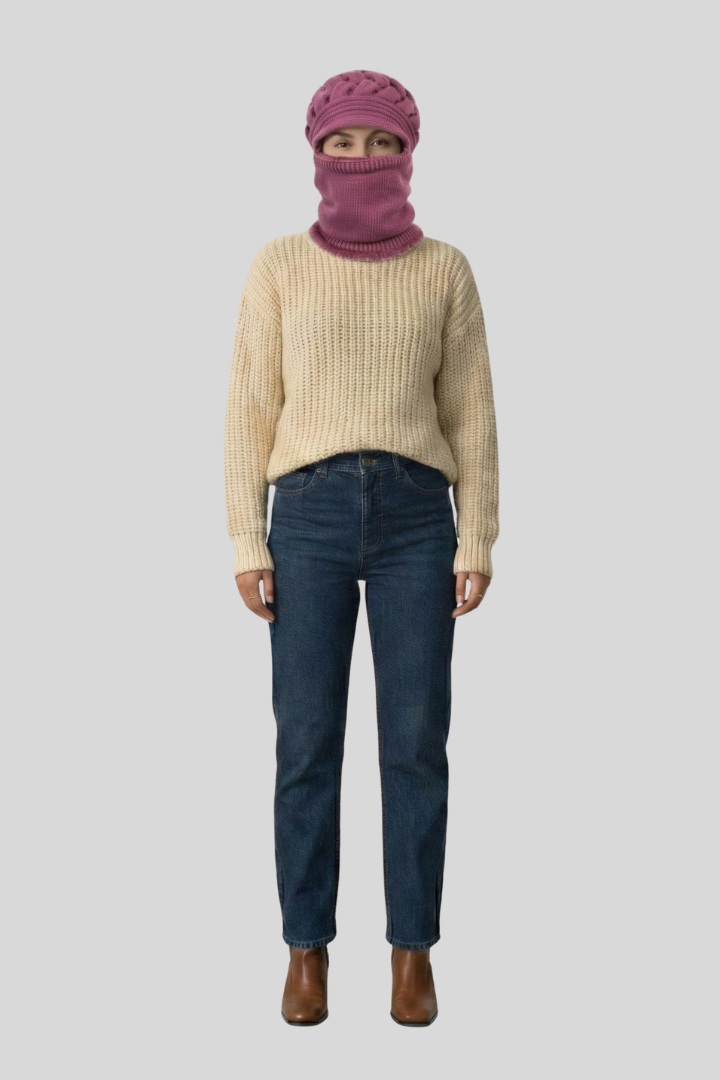 Women's Knit Visor Balaclava Beanie