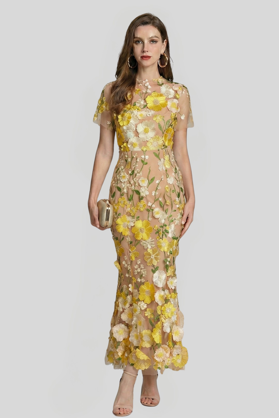 Women's Embroidered Midi Dress