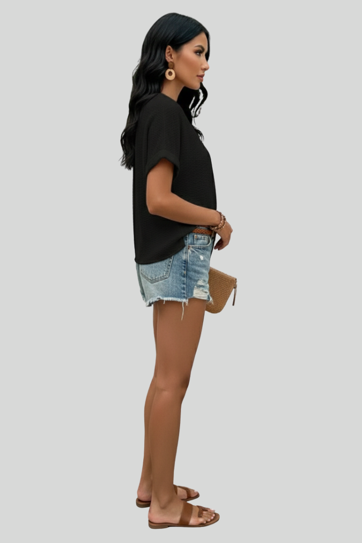 Women's Casual Textured V-Neck Blouse