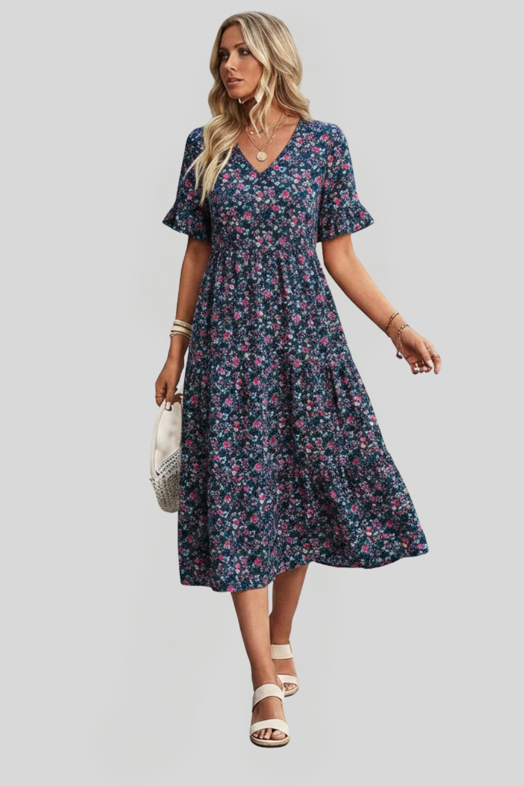 Women's Floral Midi Summer Dress