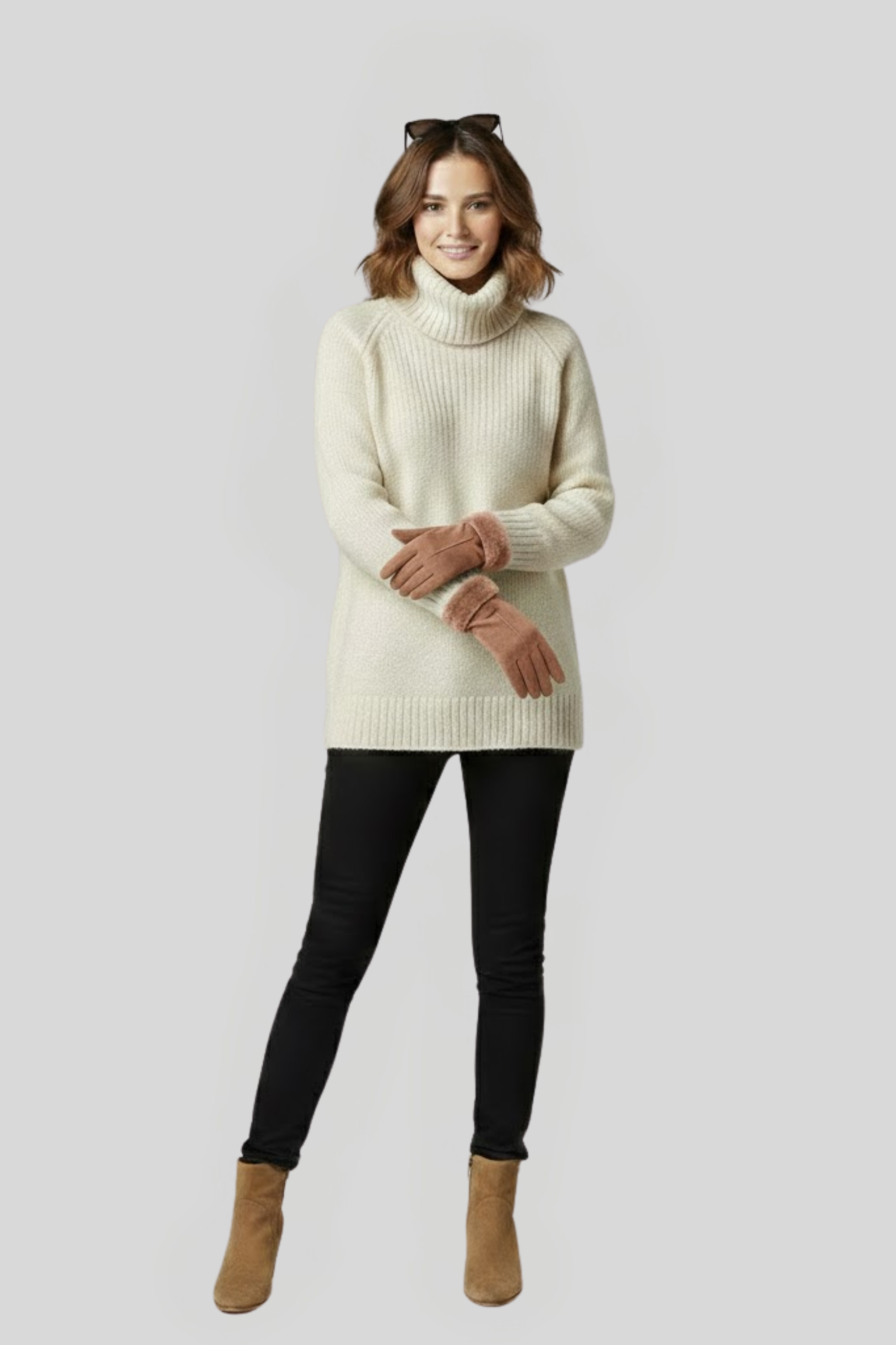 Women's Contrast-Lined Velvet Gloves