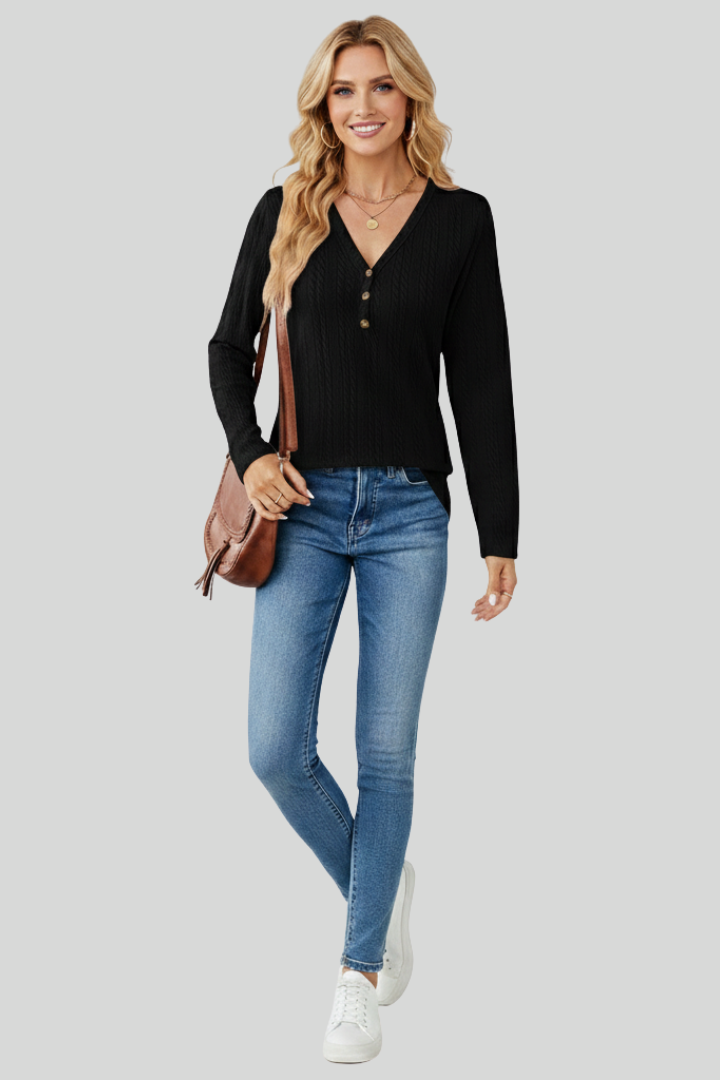 Women’s Cable Knit V-Neck Sweater