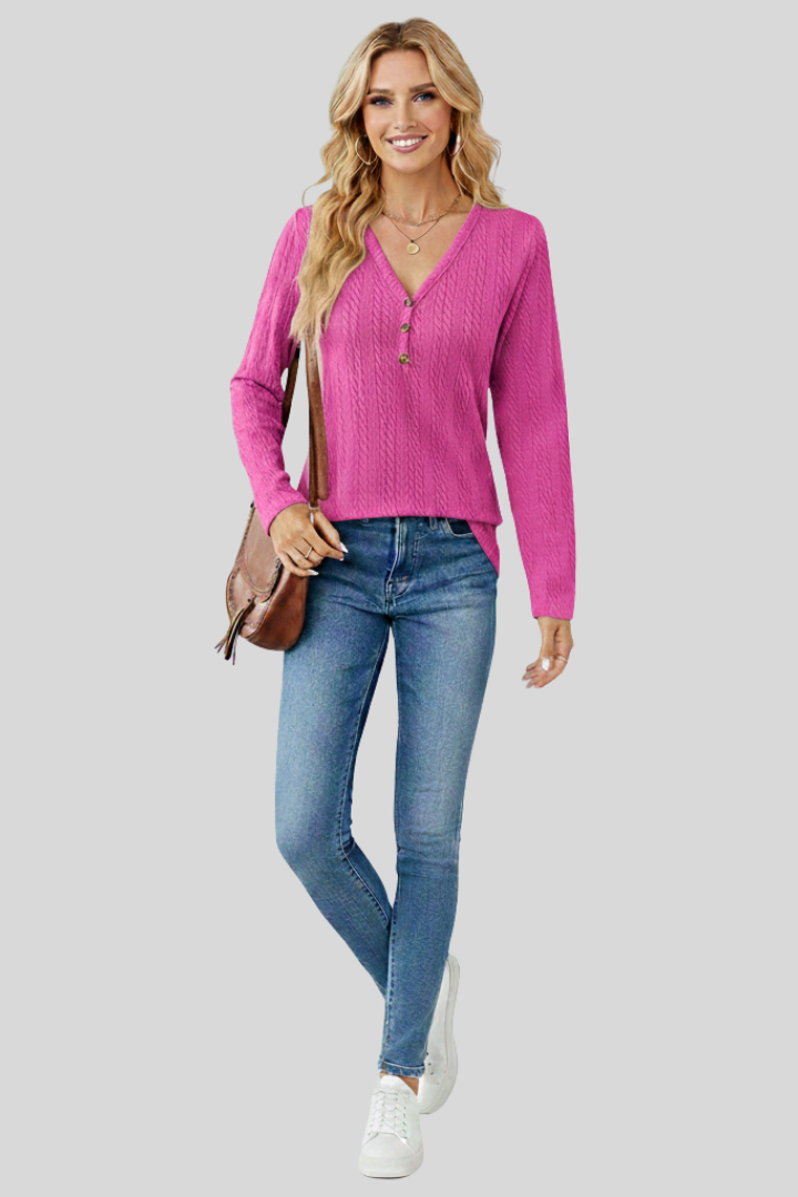 Women’s Cable Knit V-Neck Sweater