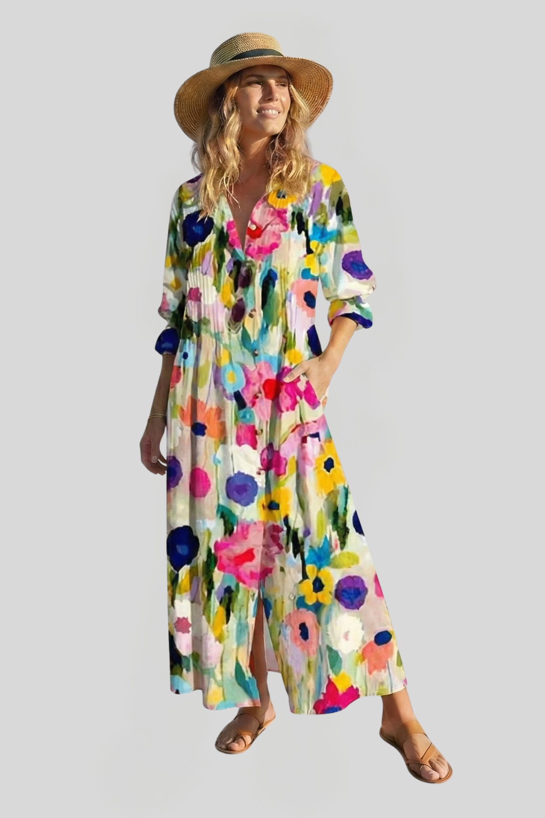 Women's Boho V-Neck Maxi Dress