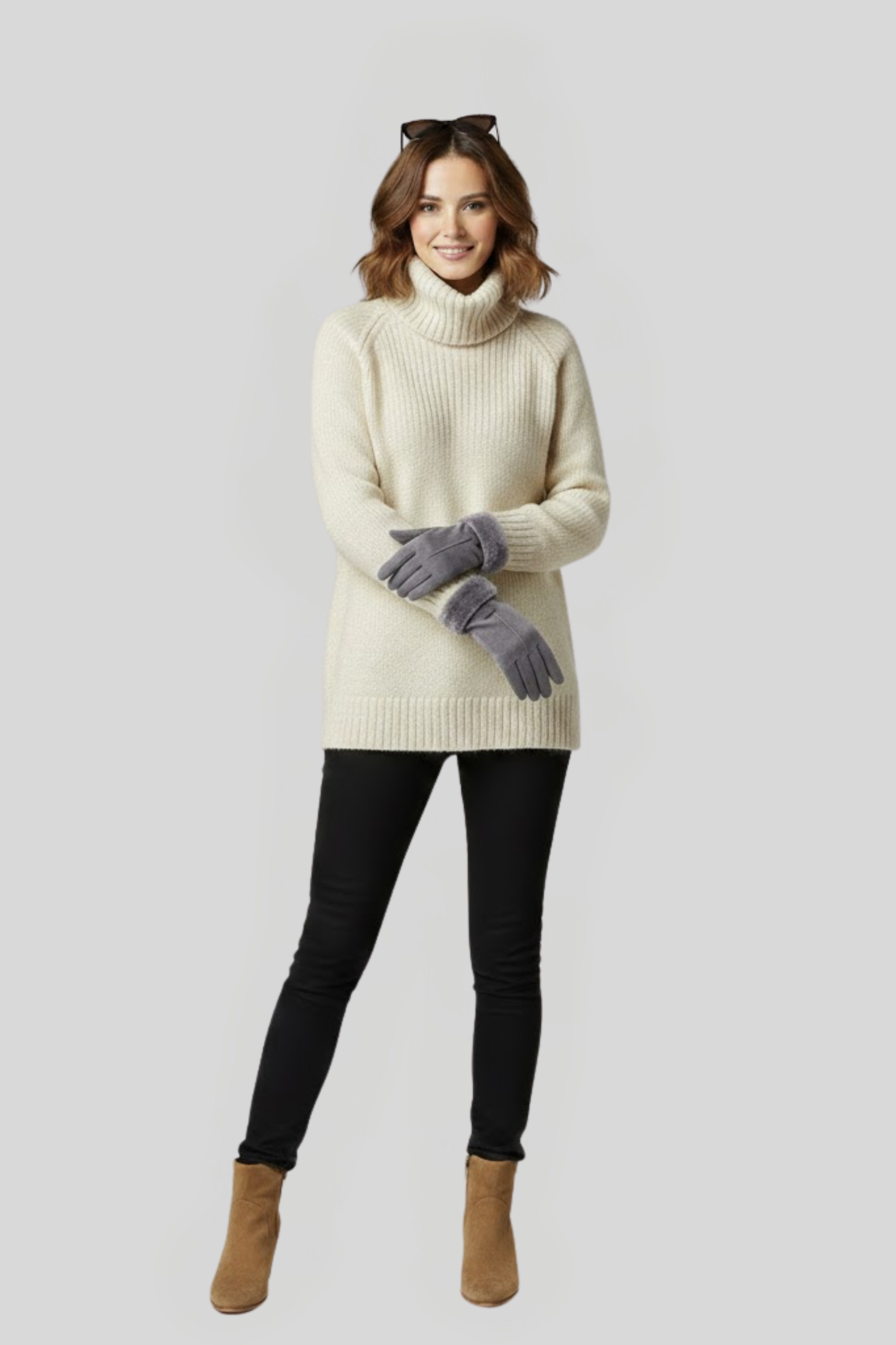 Women's Contrast-Lined Velvet Gloves