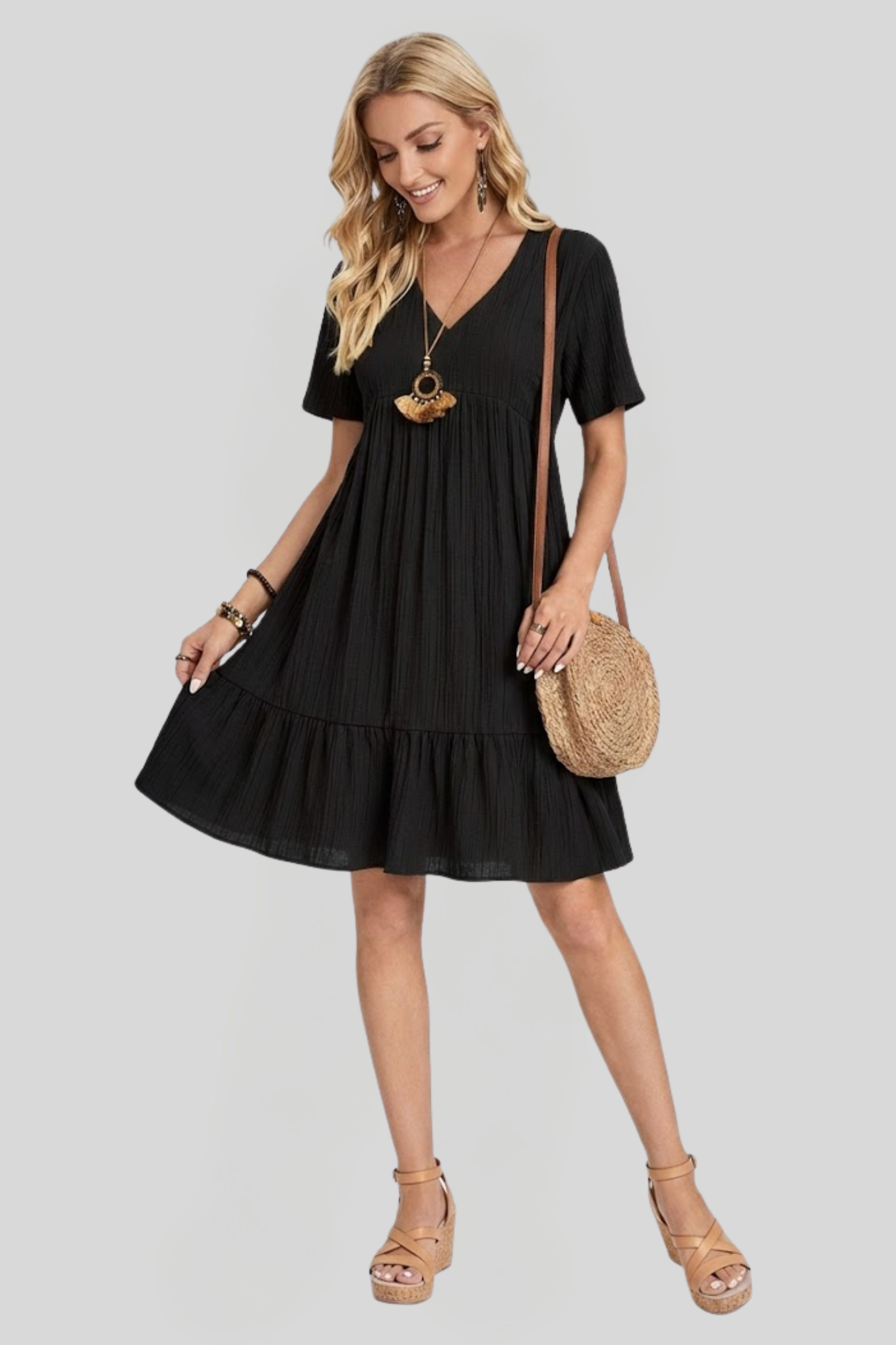 Women's Elegant Pleated Casual Dress