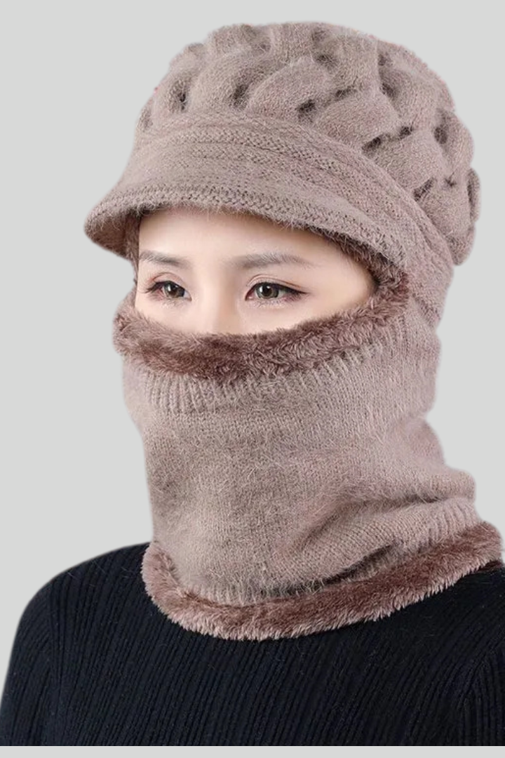 Women's Knit Visor Balaclava Beanie